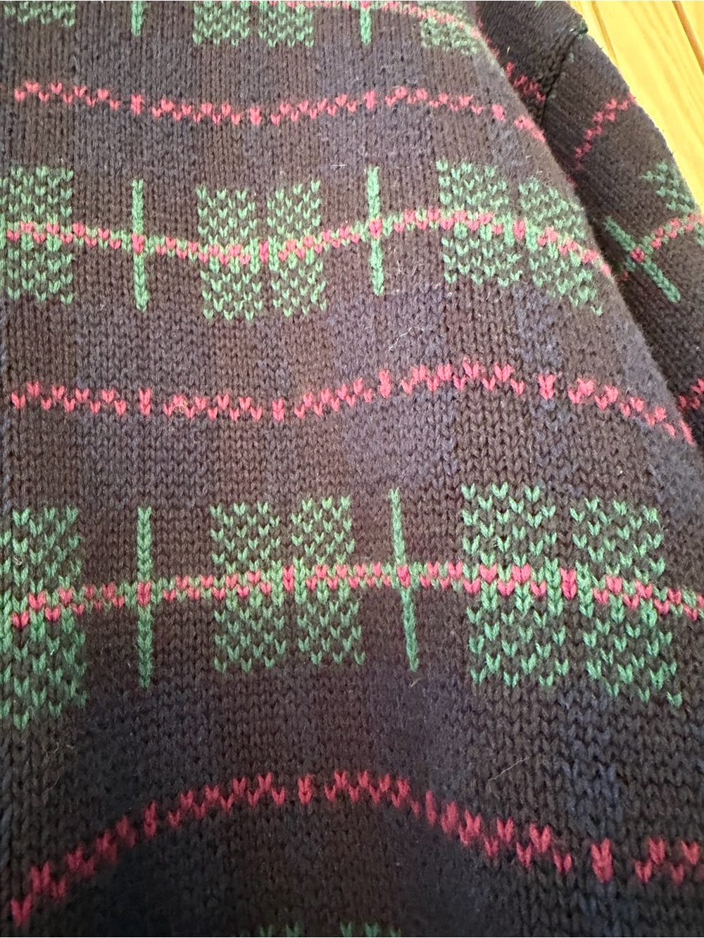 Vintage AKA Eddie Bauer Navy Crewneck Sweater Plaid Cotton / Large - Picture 5 of 11